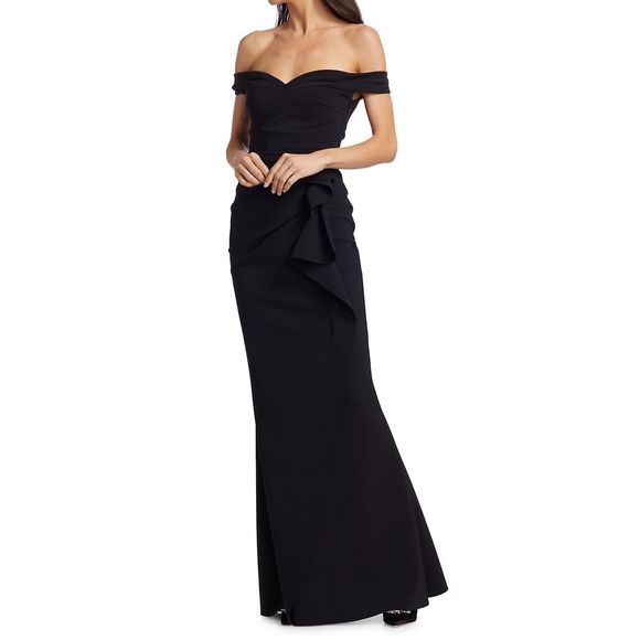 NWT Chiara Boni La Petite Robe Off-The-Shoulder Sweetheart Ruffled Gown US 12 - Picture 1 of 10